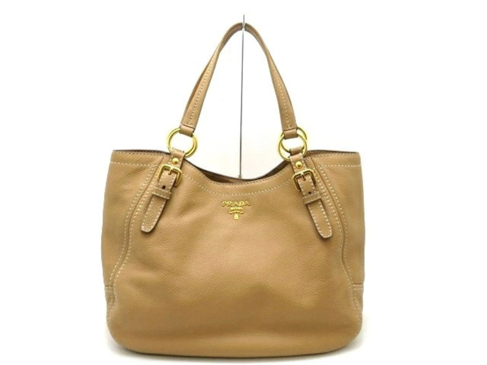 Prada Shoulder Tote Bag Calfskin Beige Cream